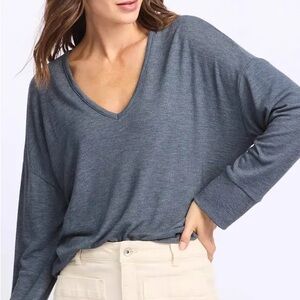 Michael Stars Heather Nocturnal Patty V-Neck Tahoe Jersey, Size XL‎